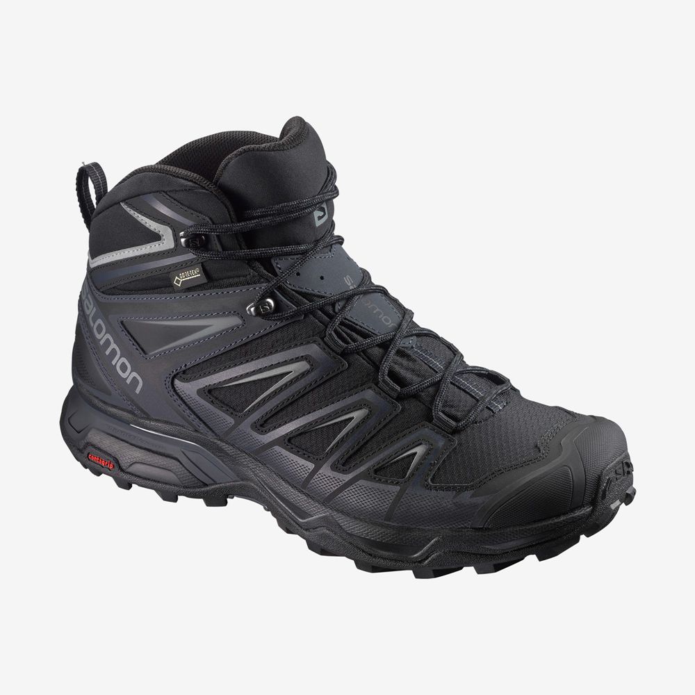 Botas De Montaña Salomon Hombre Negras - Salomon Argentina X ULTRA 3 WIDE MID GORE-TEX,685201-YWT